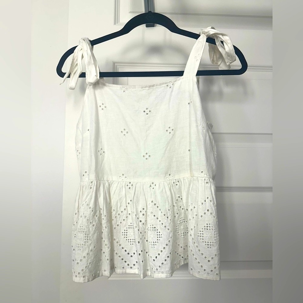 Madewell Tie Shoulder White Blouse